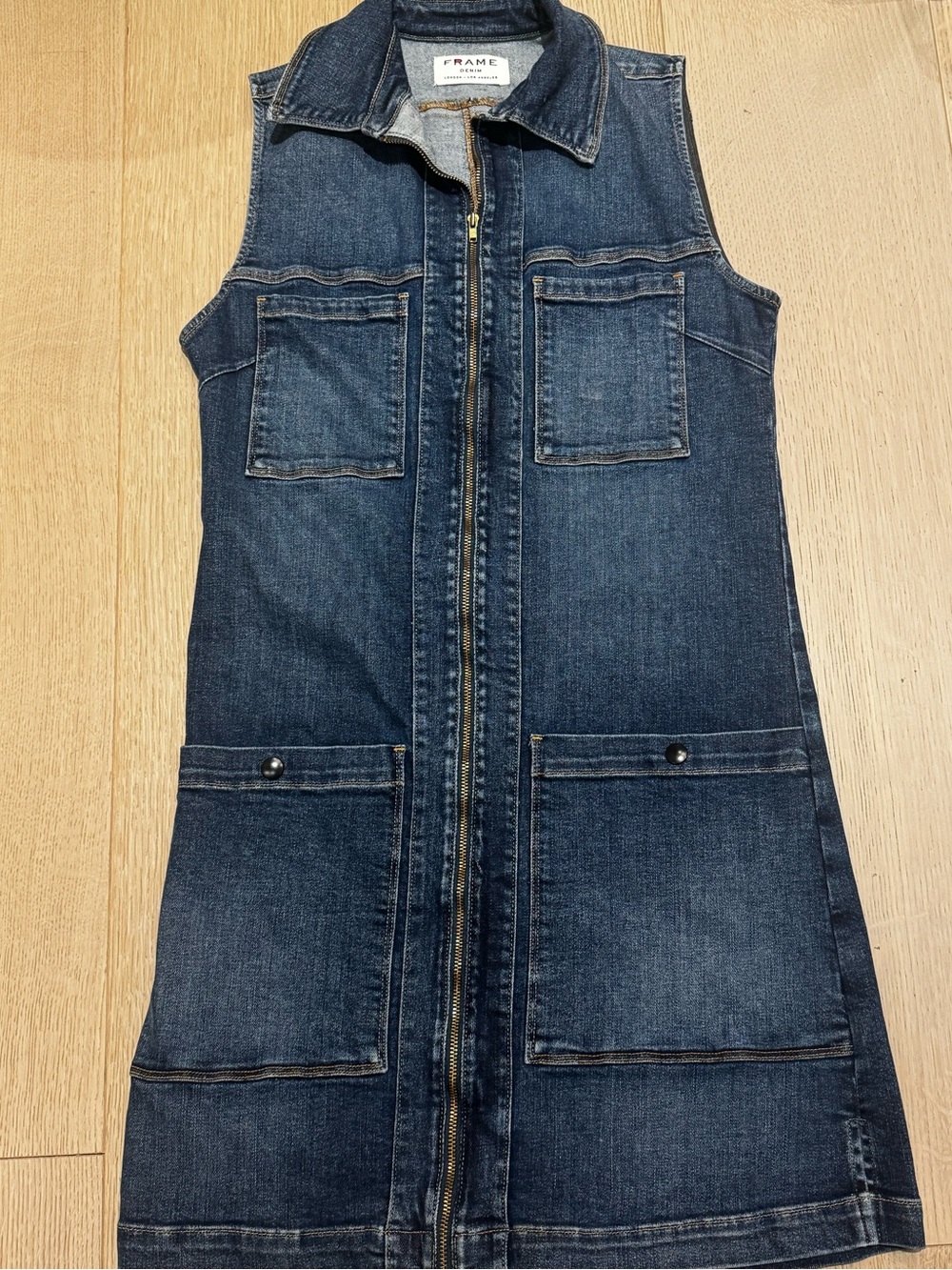 FRAME Denim Dark Indigo Zip-Front Denim Jacket